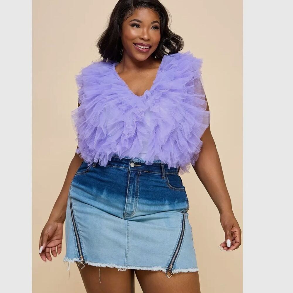 Lavender Ruffle V-Neck Bodysuit - Picture 7 of 10